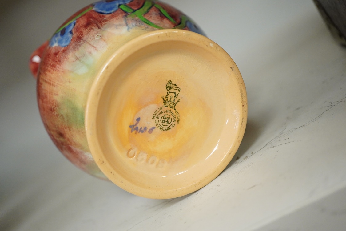 A Royal Doulton pottery jug, designed by Frank Brangwyn, numbered 8020, 15cm high